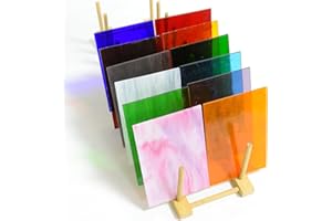 Wecrejoni 12 Sheets Stained Glass Sheets 4 X 6“ Cathedral Art Glass,for Crafts and Mosaic Making 12 Mixed Textures (Mix-5)