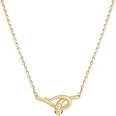 Fettero Gold Necklace for Women Snake Pendant 14K Gold Plated Charm Snake Animal Necklace for Everyday Jewelry
