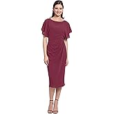 Maggy London Women's Dresses Boat Neck Flutter Sleeve Dress Occasion Event Guest of