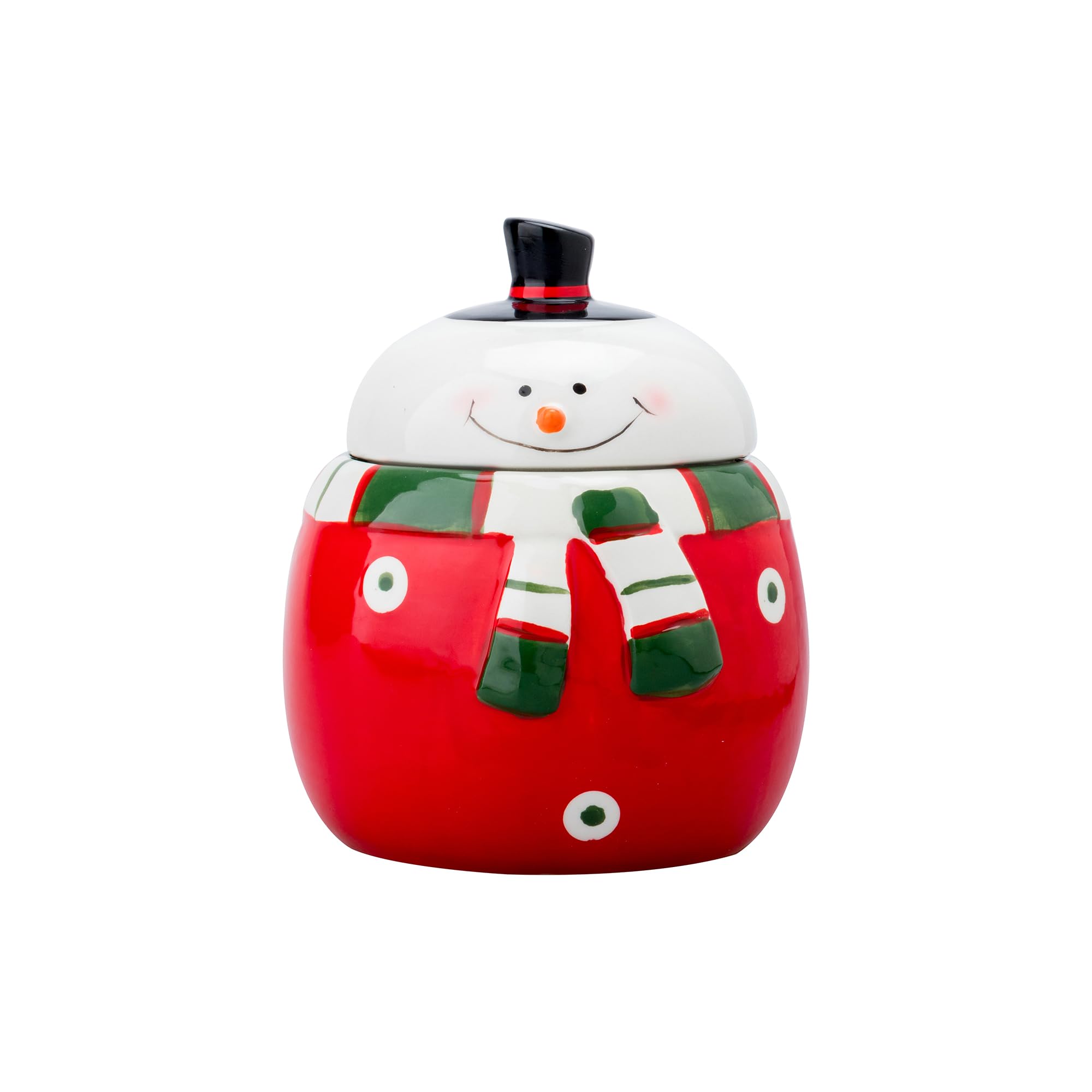 Photo 1 of HPYNPES Christmas Snowman Ceramic Cookie Jar – Large Holiday Treat Storage Container with Lid – Festive Kitchen Countertop Decoration