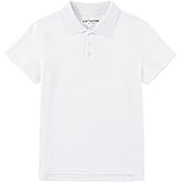 Kid Nation Boys Polo Shirts Girls Golf Shirt Uniform Performance Polo Shirt Kids Collared Shirt Quick Dry Short Sleeve Shirt Casual White 7-8 Years
