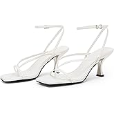 PiePieBuy Women's Lace Up Heeled Sandals Square Flip Flop High Heels Strappy Party Shoes
