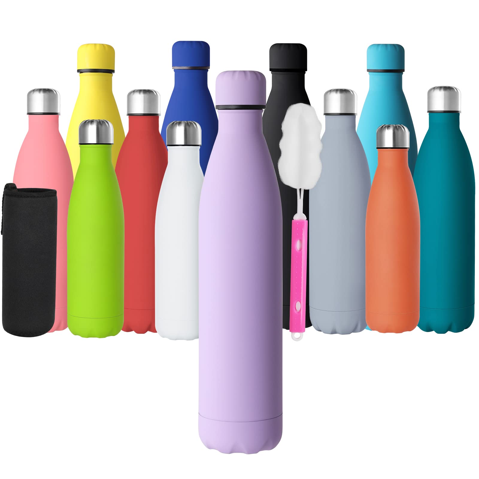 GeeRic Stainless Steel Water Bottle 1 Litre, Double-Walled Vacuum Insulated Metal Water Bottle 12 Hours Hot & 24 Hours Cold Drinks Cycling Bottles for Outdoor Sports Hiking Running 1000ml Purple