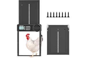 Automatic Chicken Coop Door - SEYVUM Chicken Coop Door Durable & Simple Aluminum Auto Coop Door with Anti-Pinch Sensor, Battery Powered, Smart Timer & LCD Display, Waterproof
