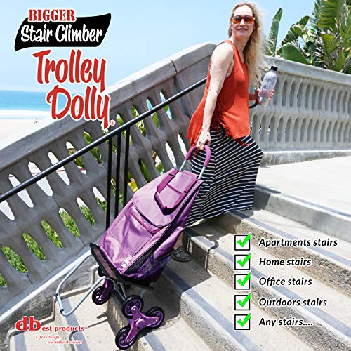 dbest products 01757 Stair Climber Bigger Trolley Dolly, Purple Grocery Shopping Foldable Cart