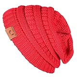 Laho Unisex Trendy Warm Chunky Soft Stretch Cable Knit Hat Slouchy Skully Beanie Cap