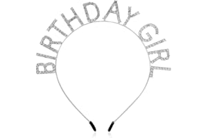 AOPRIE Birthday Girl Headband Tiara for Women & Girls - Happy Birthday Princess Crown Rhinestone Accessory, Silver