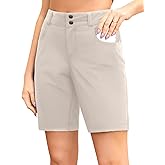 Holipick Women's 10" Hiking Cargo Shorts Athletic Golf Long Shorts with Pockets Summer Quick Dry Outdoor