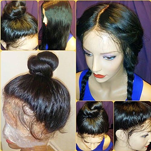 Pre Plucked Glueless Lace Front Wigs Brazilian Virgin Hair Straight Lace Front Wigs Bleached Knot with Baby Hair (24 inch with 250% density, lace front wig)