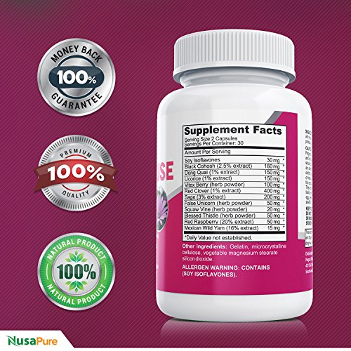 Menopause Supplements (Gluten Free) for Hot Flash Relief Black Cohosh