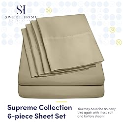Queen Sheets Sage - 6 Piece 1500 Supreme Collection