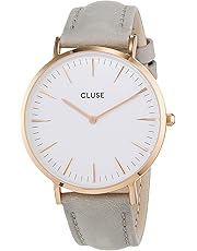 Cluse Damen-Armbanduhr Analog Quarz Leder Grau CL18015