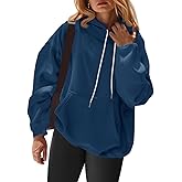 Fisoew Womens Casual Oversized Hoodies Loose Fit Long Sleeve Drawstring Pullover Hooded Sweatshirts 2025 Fall Winter Outfits
