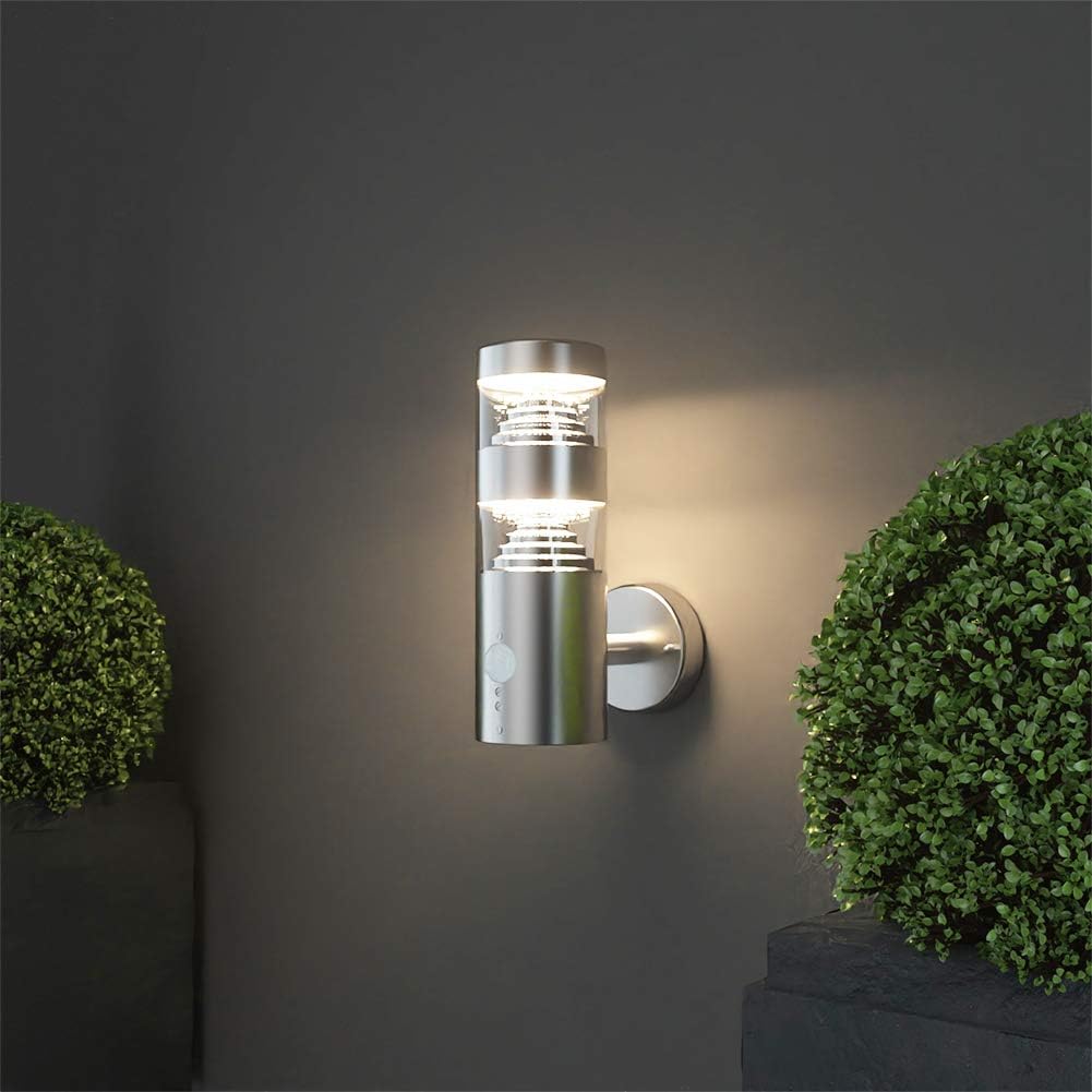 NBHANYUAN Lighting LED Outdoor Wall Light with 4 Modes PIR Sensor,SUS316 Stainless Steel Outside Wall Lamp for Garden,IP54 Front Door Wall Lights Mains Powered 220-240V 9W 1000LM - Image 3