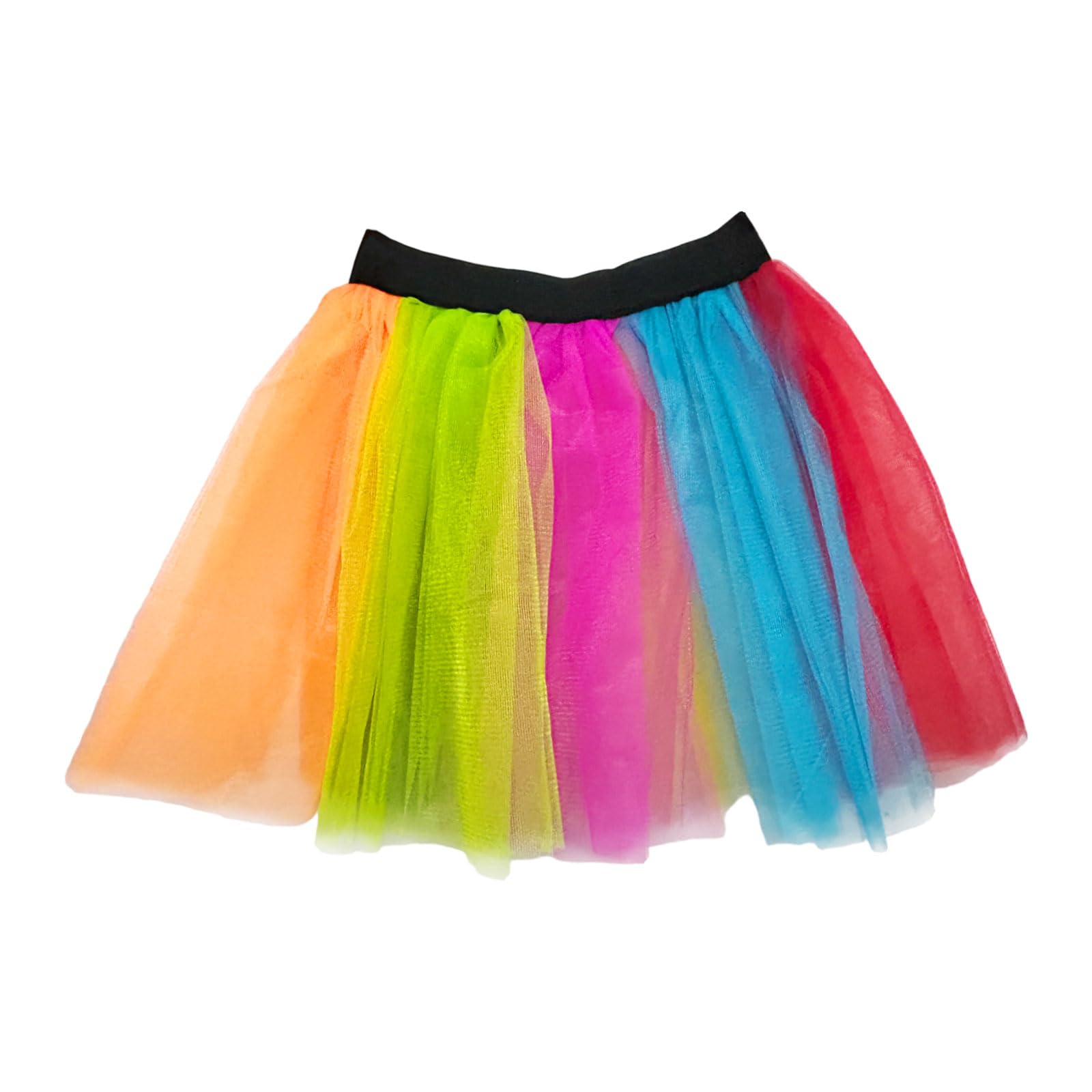 FUIPVGI Ladies Neon Tutu Skirt, 80s Costume Neon Party Accessories, Rave Retro Outfit, Hen Party Running Costume 1980s, Tutu Fairy, Women Neon Tutu Skirt, Ladies Fancy Dress Costume Set (Rainbow)