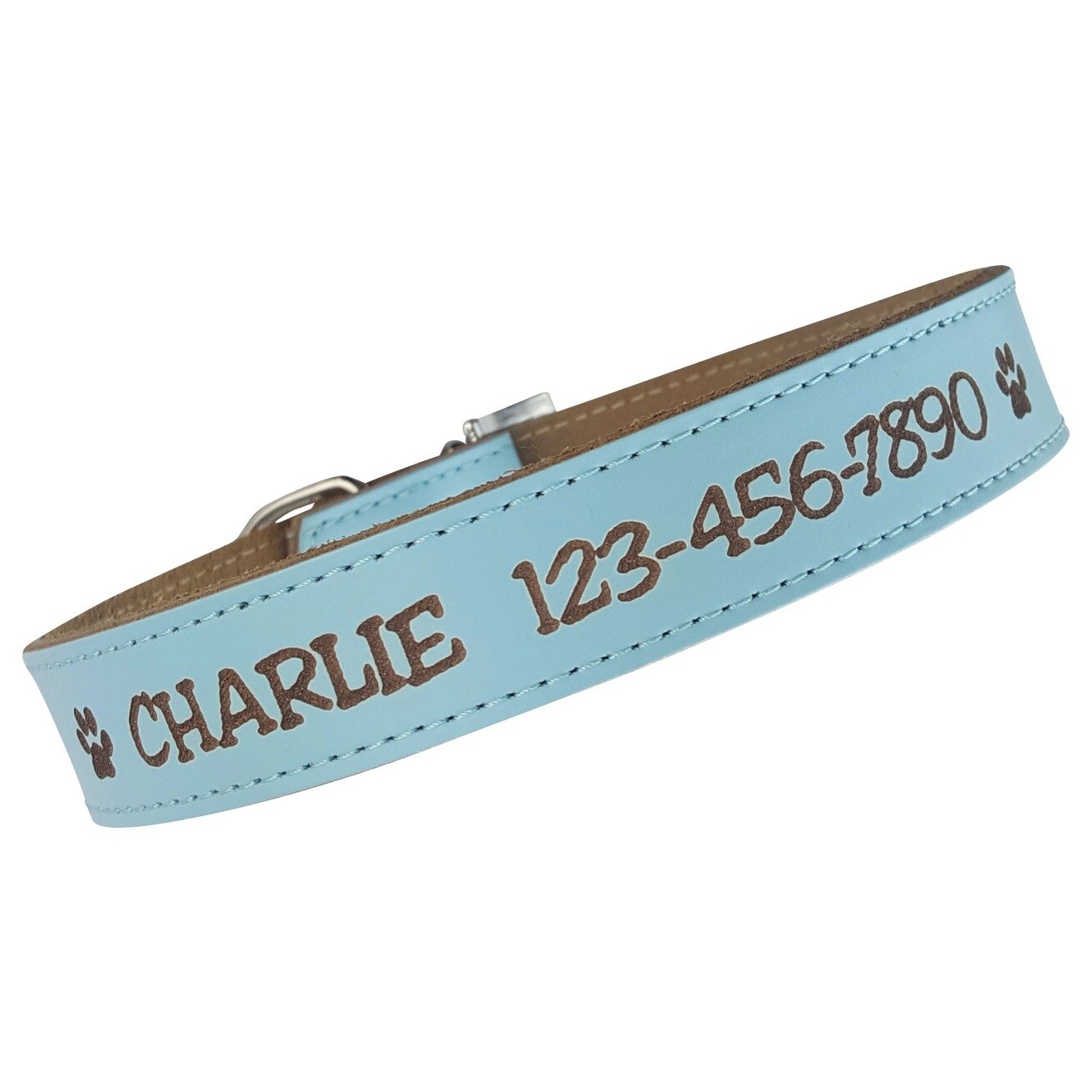 Custom Catch Personalized Dog Collar Engraved Soft Leather in XS