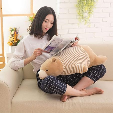FidgetGear Cartoon Sleeping Polar Bear Cute Plush Toys Good Birthday Present Huggable Pillow for Kids Girls Gifts 50cm Brown Dressed 50 cm