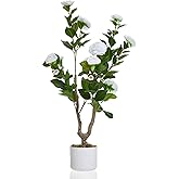 3FT White Camellia Artificial Plants in Pots, Set of 2 – Lifelike Flower Trees for Indoor and Outdoor Decor, Ideal for Weddings and Events