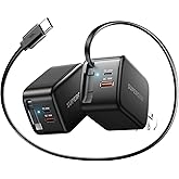 SUPERONE 3-in-1 Retractable USB C Charger Block for iPhone 16, 58W Fast Retractable Phone Charger Wall Plug, for iPhone 17/16/15/14/13/12/11, iPad, Samsung and More - Black