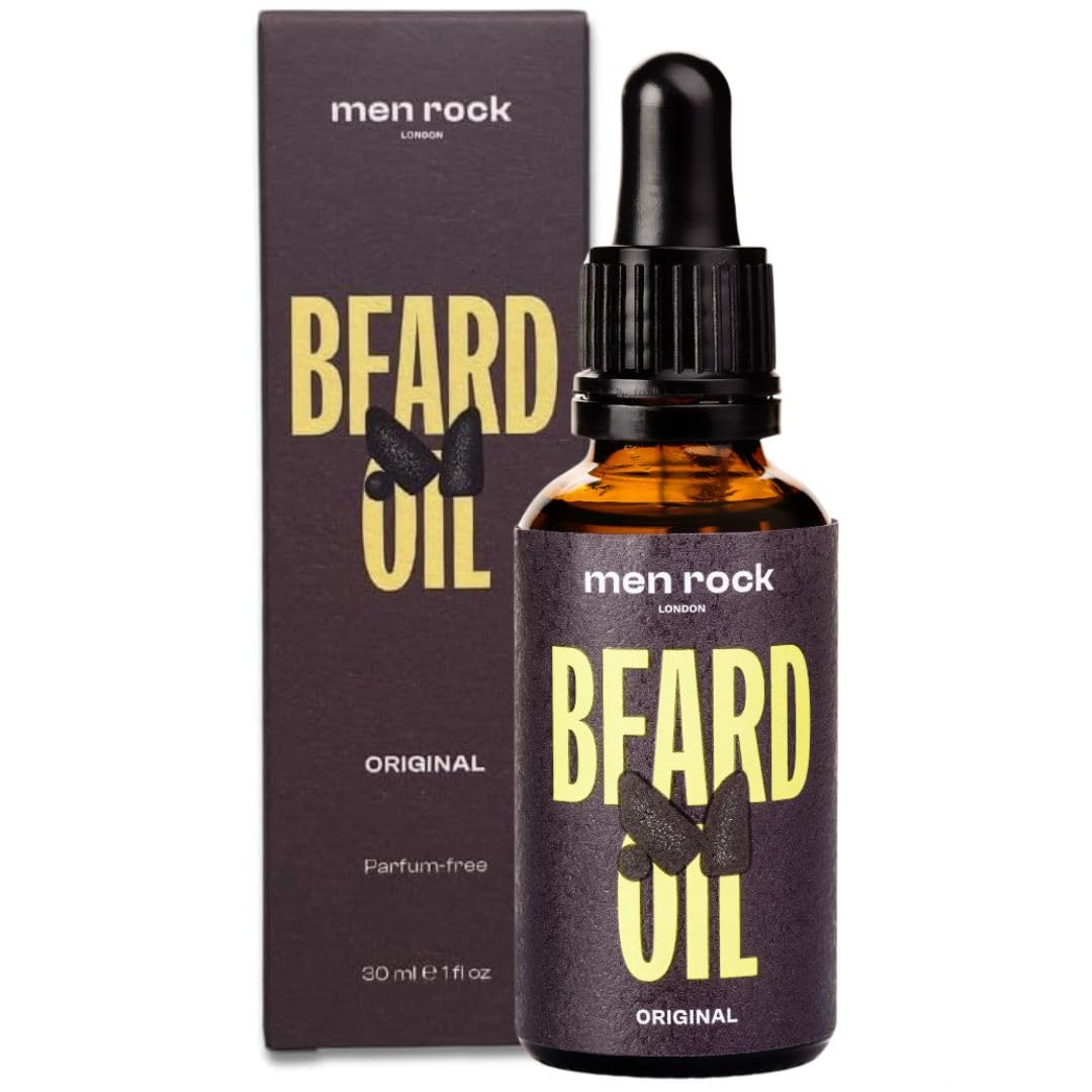 Men Rock Beard Oil for Men – Rosemary Beard Oil with Vitamin E, Grapeseed & Cedarwood – Beard Growth Oil, Beard Softener, Beard Thickener & Beard Moisturiser for Men’s Beard Growth 30 ml