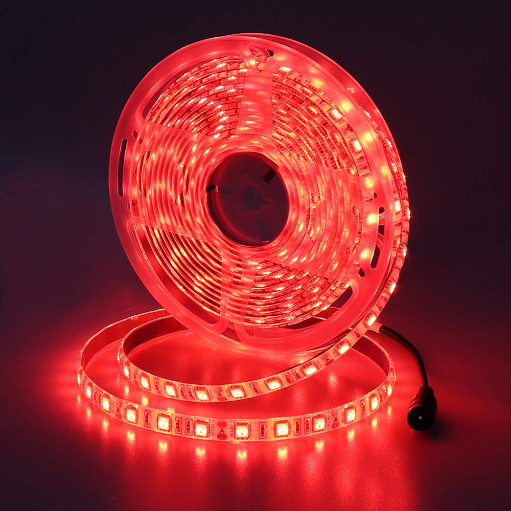 JOYLIT 12V LED Strip Lights 5M Red 620-625nm IP65 Waterproof, 300LEDs SMD 5050 Flexible Cuttable Adhesive Tape Light for Truck, Car, Boat, DIY (Without Power Supply)