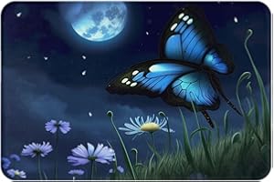 Butterfly Night Printed Absorbent Front Entry Home Office Casual Welcome Doormat 16x24 inch Non Slip Entry Rug Indoor Hallway