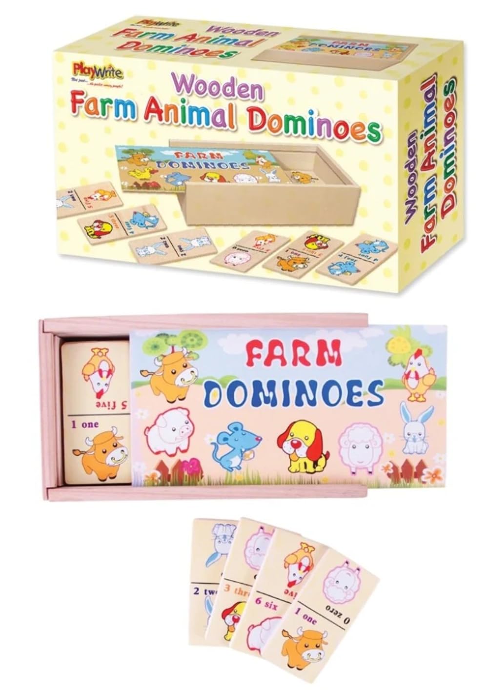 Playwrite Wooden Farm Animal Dominoes