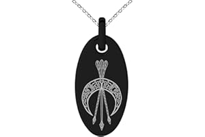 Tioneer Stainless Steel Artemis Greek Goddess of Moon Symbol Small Oval Charm Pendant Necklace