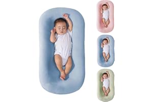 Veayiik Baby Lounger, Baby Lounger Pillow for Newborn 0-12M, Bionic Design Baby Lounger Nest Sleeper, Soft Organic Cotton Breathable Lounger Pillow for Infants (Blue)