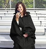 Ultimate Sports Wrap – PATENTED – The Only WEARABLE Weatherproof / Stadium / Picnic / Sports Blanket, complete with Upper and Lower Zippers, Lined & Adjustable Hood and Inside Hand Warmers, 70″ X 58″