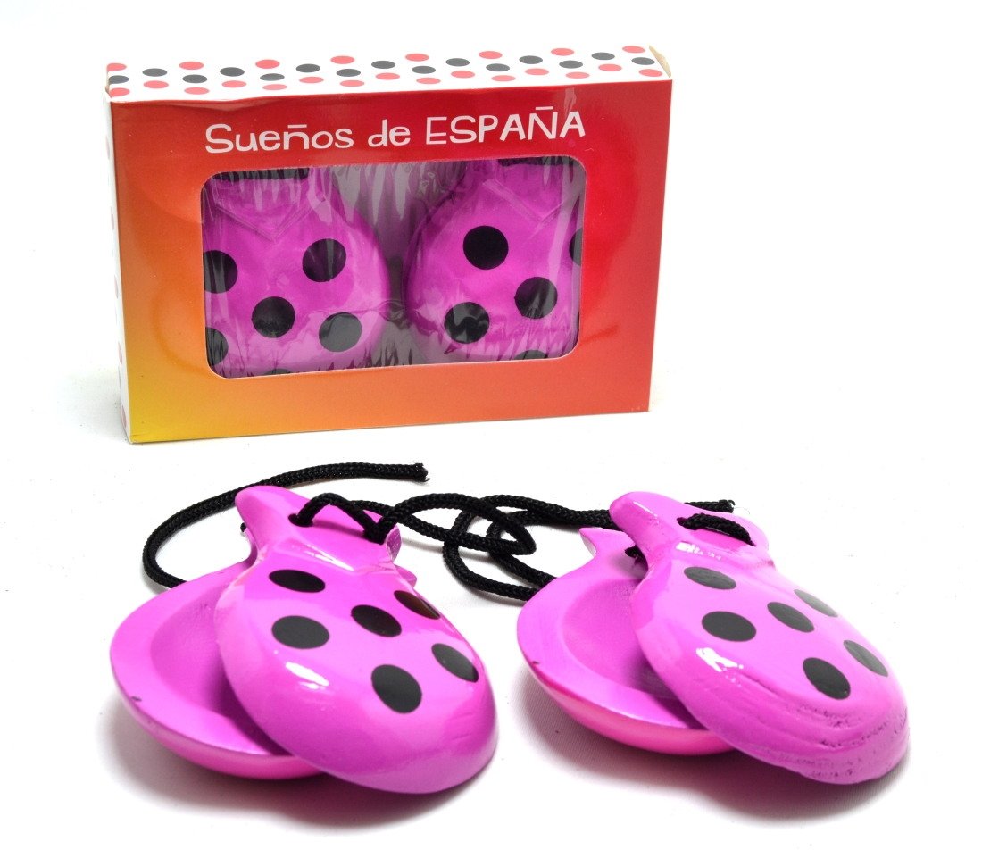 SPANISH CASTANETS PINK AND BLACK FOR ADULTS