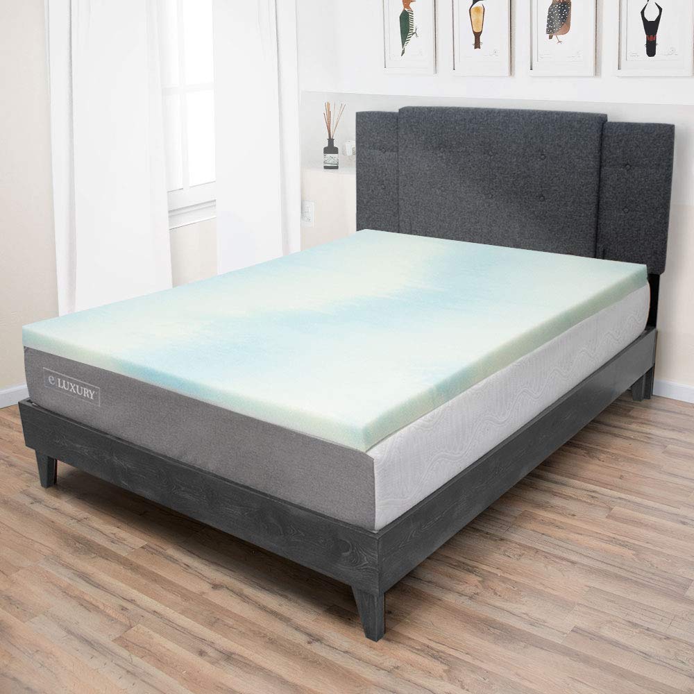 eLuxurySupply 1.5 Inch Memory Foam Mattress Topper - Temperature Regulating Mattress Pad - 2 lb Density for High Support and High Response - CertiPUR-US Certified - Made in The USA - Twin Size