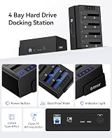 ORICO 40TB 4 Bay USB 3.0 External HDD SSD Docking Station Cloner Tool-Free view 6