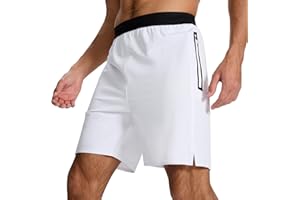 SNOWTEN Men's Running Active Shorts - Lightweight Quick Dry Gym Sports Tennis Short Single Zipper Pocket for Essentials