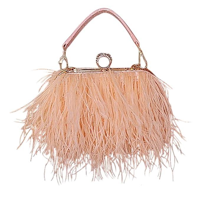 keland Echte natürliche Straußen feder Clutch Shoulder Bag