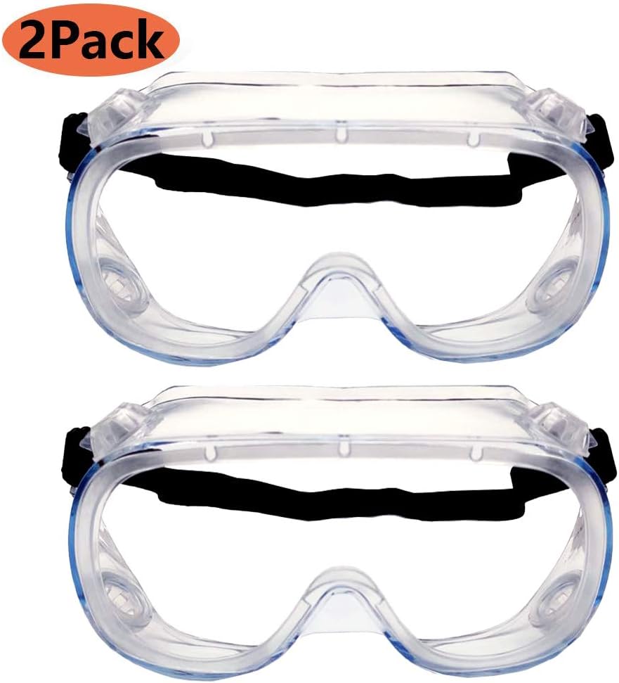 Safety Goggles-Safety Protective Glasses-Adjustable Protective Goggle-Full View Glasses-Anti Spatter Safety Goggles-Anti Fog Goggles-Anti Dust Eye Protection-HD ProtectiveGlasses 2 Packs