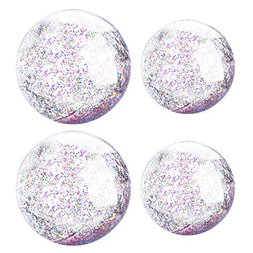 XYH Beach Ball Toy for Beach and Pool, Confetti Sequins Inflatable Beach Ball Glitter, Summer Parties and Gifts (2X16in, 2X24in) - Thumbnail 7