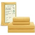 LANE LINEN Queen Sheets Set, 4Pc 100% Organic Cotton Bed Sheets Queen Size, Soft Sheets, Percale Weave, Luxury Hotel Sheets Queen Size, Breathable Queen Sheets Deep Pocket Upto 15" - Cocoon