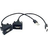 Bstenky 2Pcs Male to Female USB Port Vehicle Power Socket Adapter,34 * 23mm Square Car Dash Port for Toyota Camry RAV4 Corolla