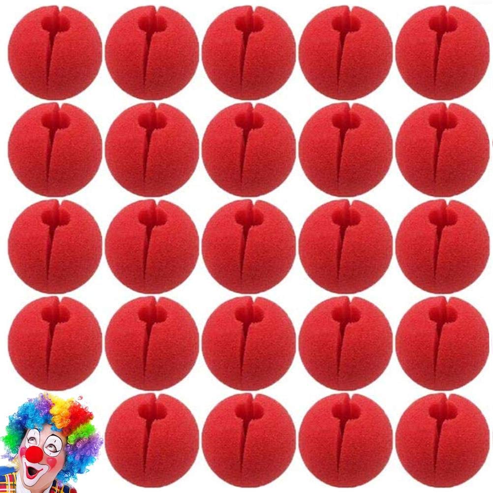Poluka 24Pcs Red Clown Nose Foam Circus Comic Nose for Kids&Adults Role Cosplay Costume Trick Party Supplies Halloween Photo Prop Party Favors