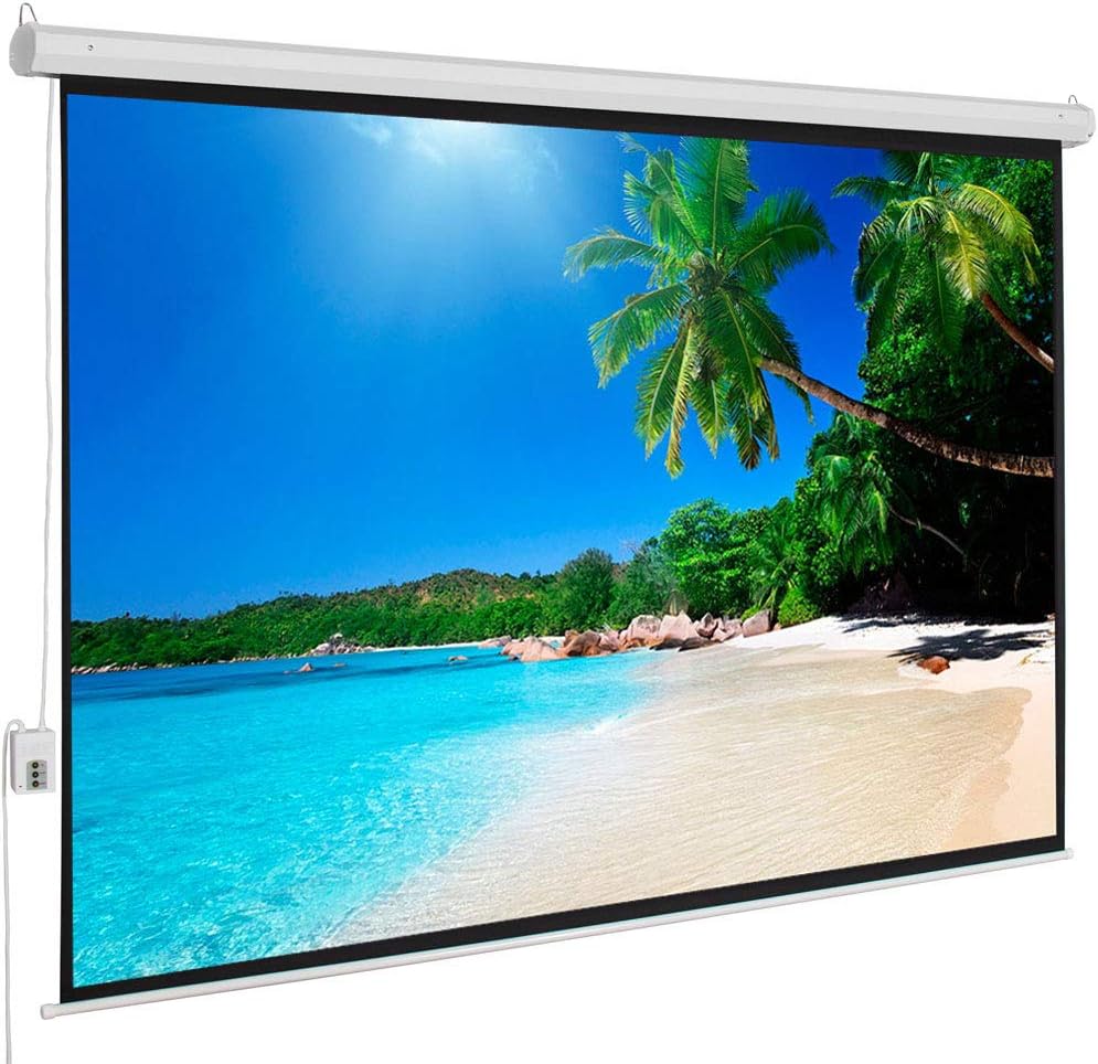100" 4:3 80" X 60" Viewing Area Motorized Projector Screen with Remote Control Matte White.Ideal for Home Theater Movies, Classroom Training, Conference Room Presentations, Public Display, Etc.