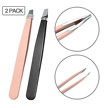 Amazon Com Pawaca Tweezers Set 2 Pack Slant Tip Stainless