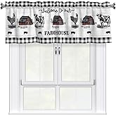Giwawa Farmhouse Barn Curtain Valance for Kitchen Living Room Cow Rooster Blackout Rod Pocket Home Decoration Window Treatment Valance, 54" x 18"