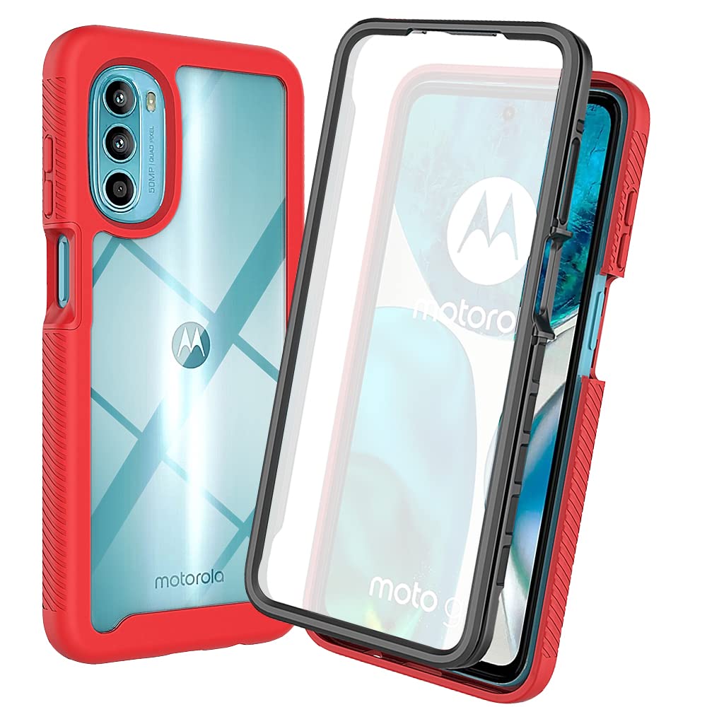 XINNI Case for Motorola Moto G82 5G(G52), 360 Degree Shockproof Protective All-Round Protection with Built-in Screen Protector, Robust Bumper Outdoor Cover, Red — image 1