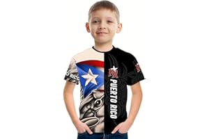 Owlfder Kids Puerto Rico Flag T-Shirt 3D Printed Graphic Short Sleeve Shirt Boys and Girls Summer Casual Top