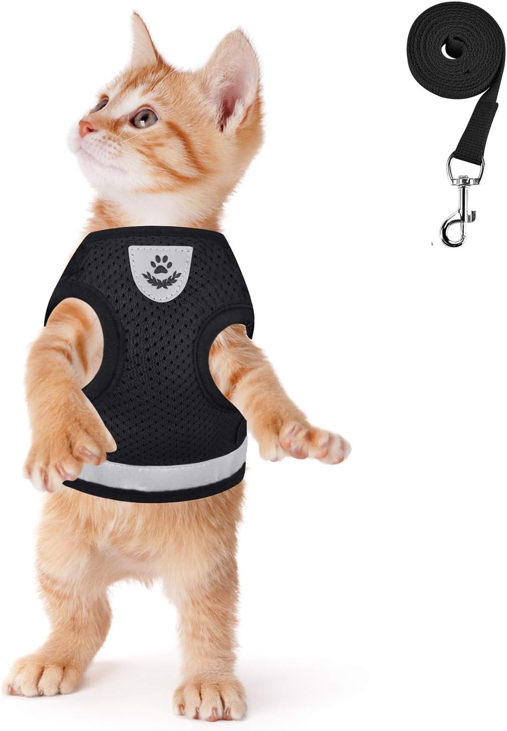 GAUTERF Cat Harness and Leash for Walking, Escape Proof Soft Adjustable Vest Harnesses for Cats Suitable Kitten and Puppy seat Belts Easy Control Breathable Reflective Strips Vest