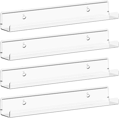 Lifewit 4 Pack 12" Clear Floating Shelves Vinyl Record Display Shelves