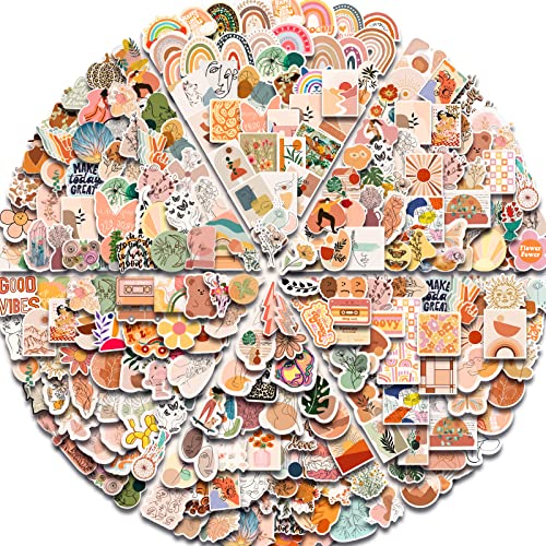 Arme 200Pcs Boho Sticker Pack,Boho Vinyl Waterproof Kid Stickers Waterbottles, Cute Aesthetic Stickers Laptop Decals Kids Teens