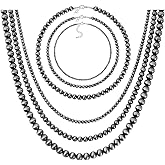 MOZAKA 1-4Pcs Western Navajo Pearl Choker Necklace for Women Western Beaded Choker Adjustable Boho Vintage Necklace Jewelry Gifts
