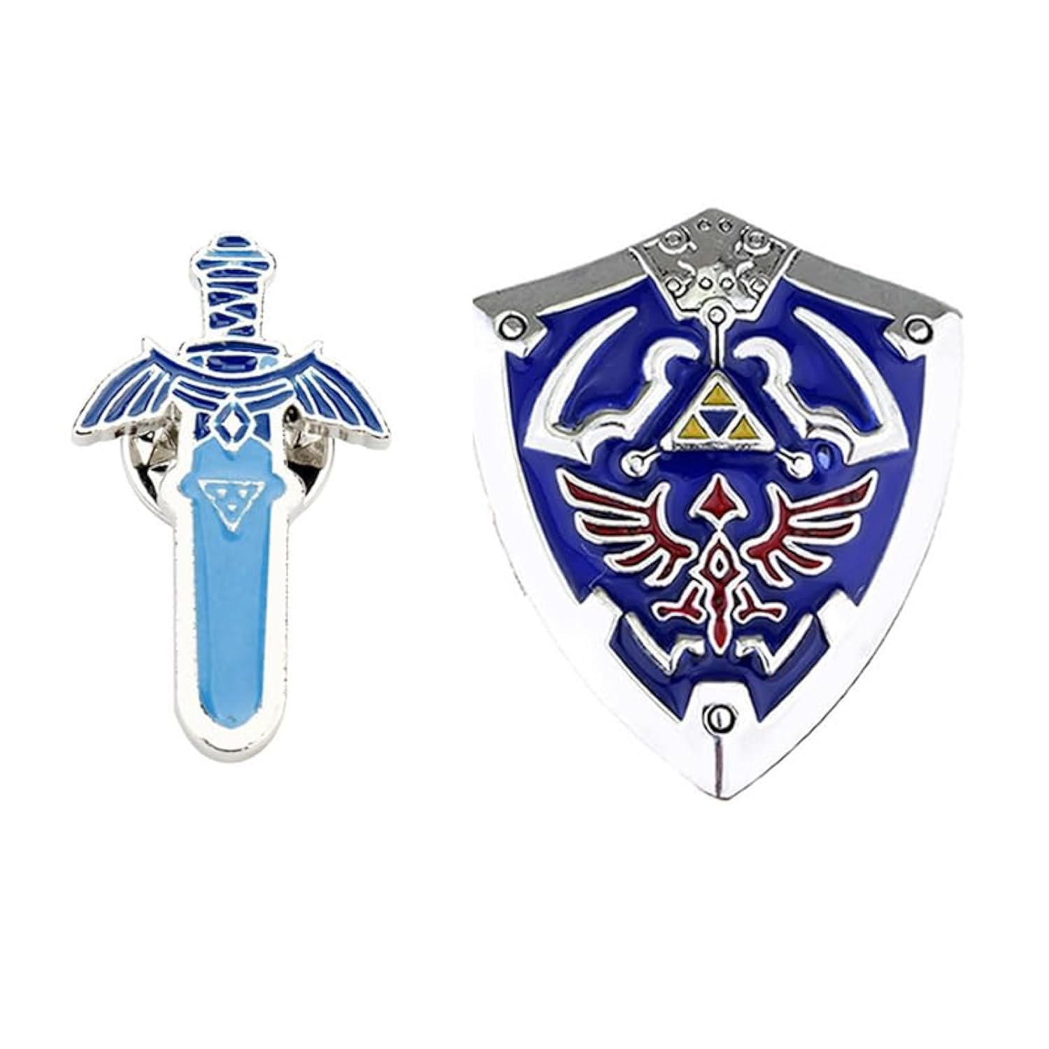2pcs Zeldas Link's Hylian Shield Badge + Skyward Sword Brooch Pin Cosplay Collection